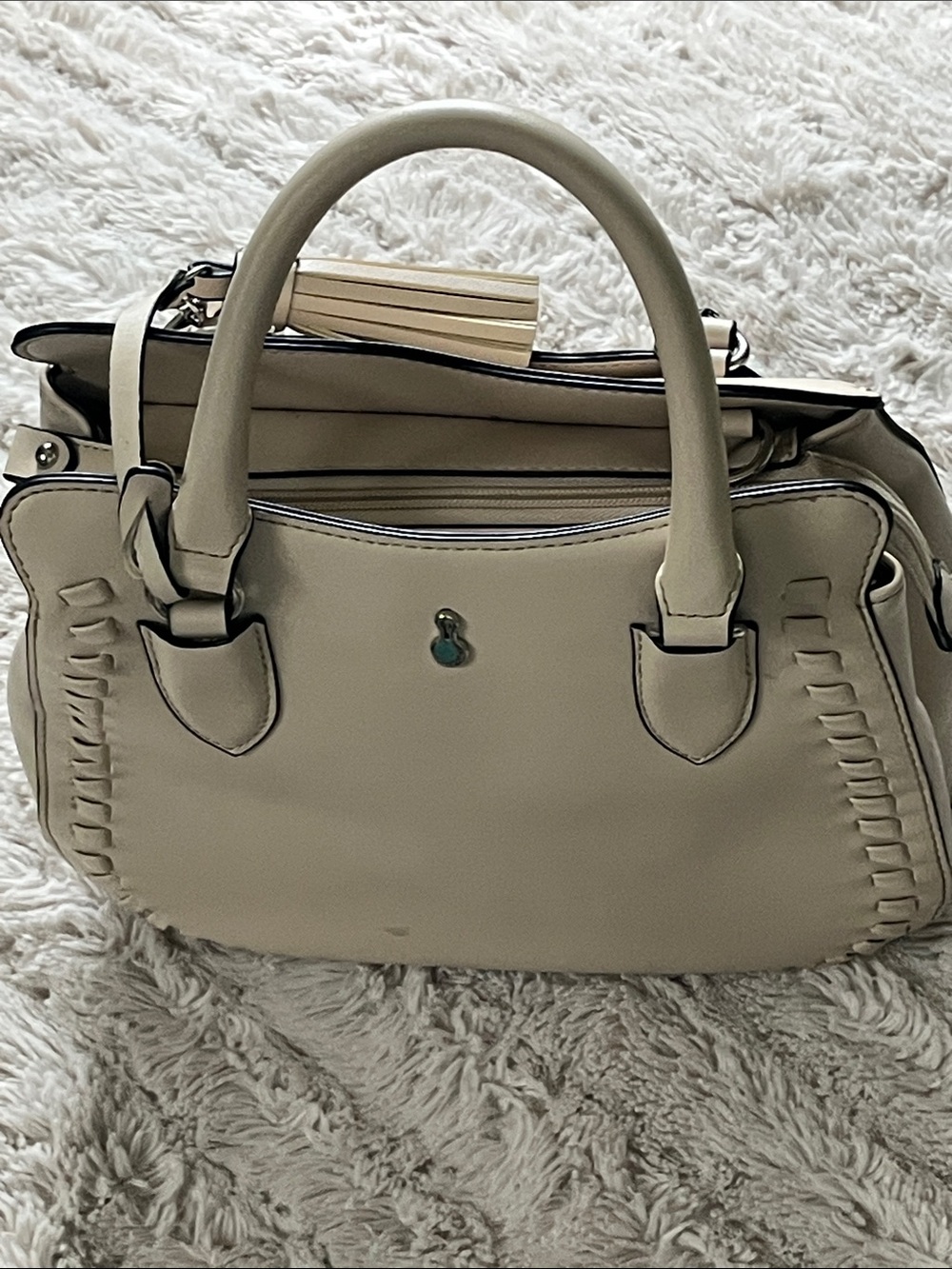 London Fog Cream Double-Handle Satchel